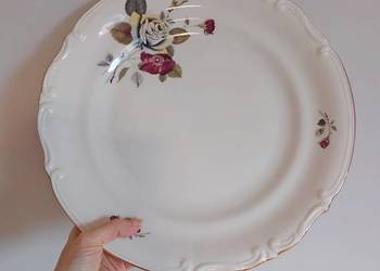 duży talerz porcelana Chodzież, kwiaty, 32 cm, do ciasta duży talerz porcelana Chodzież, kwiaty, 32 cm, do ciasta