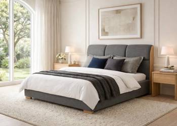 Łóżko TULO czarne 160x200 z pojemnikiem drewnem + pojemnik + stelaż