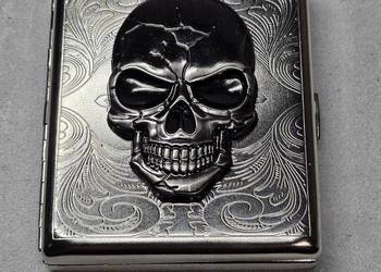 Metalowe Etui Ze Stali Nierdzewnej Z Motywem Czaszki 3D Vintage 10 × 9 cm