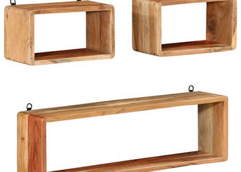 3-częściowy zestaw półek ściennych kostek drewno akacjowe WM-328262