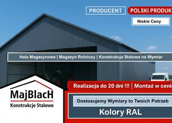 Wiata /Hala Garaż Blaszany Grafit | Montaż Gratis | Profil – Maj-BlacH
