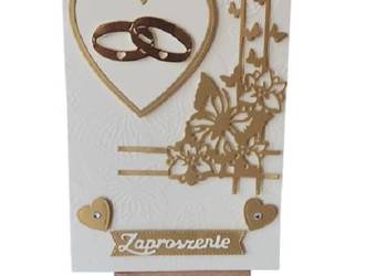 ZAPROSZENIA ŚLUB OBRĄCZKI W SERCU B6 ZŁOTO - ECRI
