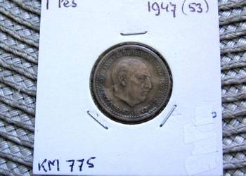 Hiszpania 1 Peseta 1947r - W gwiazdce 53
