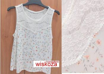 Bluzka biała XS 34 kwiaty koronka
