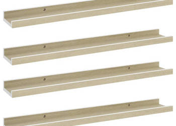 Półki ścienne 4 szt. biel i dąb sonoma 60x9x3 cm WM-326695