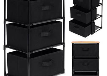 Szafka regał organizer tekstylny z wyciąganymi koszami 3 poziomy loft czar…