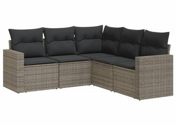 5-cz. zestaw wypoczynkowy do ogrodu poduszki szary rattan PE WM-3251287