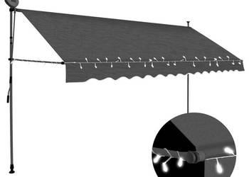Ręcznie zwijana markiza z LED 400 cm antracytowa WM-145868