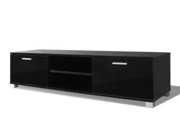 Szafka pod TV na wysoki połysk czarna 140x405x35 cm WM-243044
