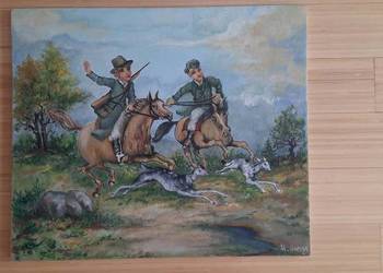 Polowanie (bez ramy) Obraz (50,5 cm : 43 cm) Hieronim Lange