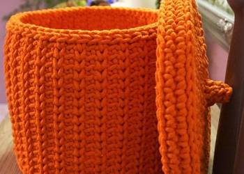 Koszyk ze sznurka bawełnianego z pokrywką handmade