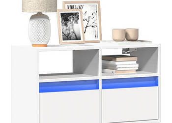 Ścienna szafka TV z LED biała 80x31x45 cm WM-852327