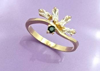 WYPRZEDAŻ !-25%Pierścionek r.17 Złoty pr.585 z Turmalinem SubtelnyZ-981