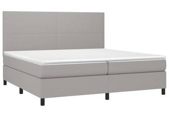 Łóżko kontynentalne z materacem jasnoszare tkanina 200x200cm WM-3134741
