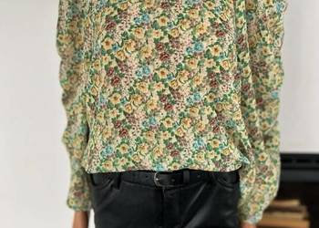 Stella Nova bluzka kwiatowa zielona elegancka oversize 40 L lekka boho