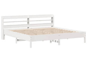Łóżko bez materaca białe lite drewno sosnowe 200x200 cm WM-3306877