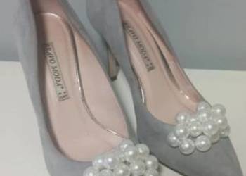 Szpilki damskie buty na obcasie czółenka  38 Bravo Moda szare zamsz natural