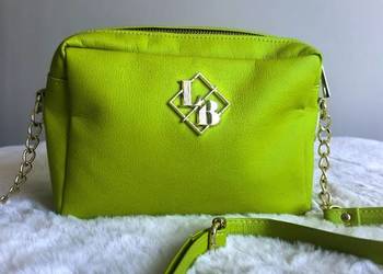 Stylowa torebka damska dwukomorowa limonkowa elegancka klasyczna