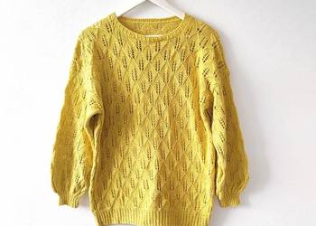Sweter ażurkowy Żółty Limonowy Vintage y2k 38 40
