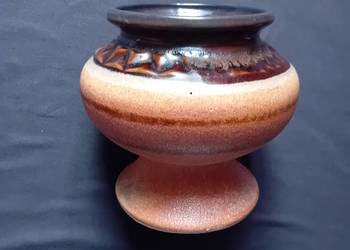Ceramiczna, częściowo szkliwiona osłonka doniczki Strehla, DDR.