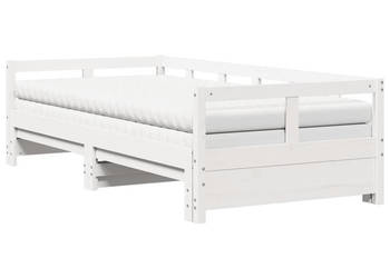 Łóżko dzienne rozsuwane z materacem białe sosna 90x190 cm WM-3321045