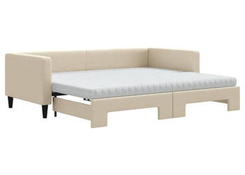 Sofa rozsuwana z materacami kremowa tkanina 90x200 cm WM-3196600