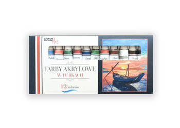 komplet farb akrylowych w tubkach, farby akrylowe 12 kolorów, akryle farbki