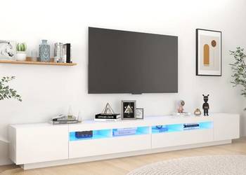Szafka pod TV z oświetleniem LED, biała, 300x35x40 cm（SKU:3081924）