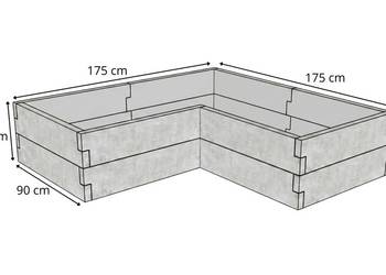Warzywnik narożny betonowy 175×175×50 cm – grządka podwyższona