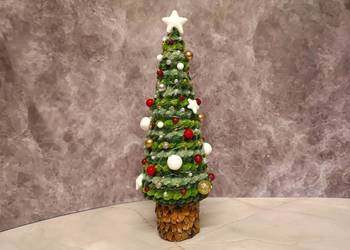 Choinka świąteczna (rękodzieło, LED, 27 cm)