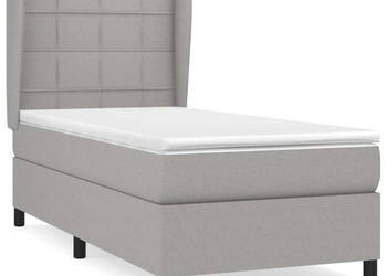 Łóżko kontynentalne z materacem jasnoszare tkanina 90x200 cm WM-3127933