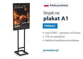 Czarny stojak na plakat A1, rama OWZ SLIM podstawa kwadratowa P99bA1