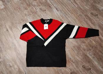 sweter jennifer czerwono czarny xs śliczny i ciepły