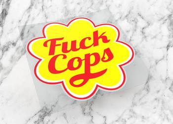 Naklejka FXCK COPS 6 x 6 cm chupa chups copaze