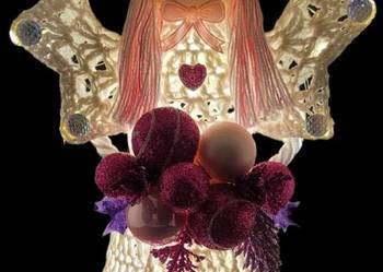 Świąteczny Anioł 24cm ręcznie wykonany podświetlany