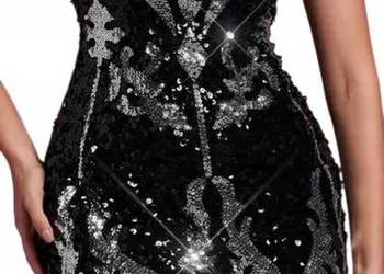 Sukienka czarna cekinowa elegancka imprezowa rozm 40/ biust 100cm