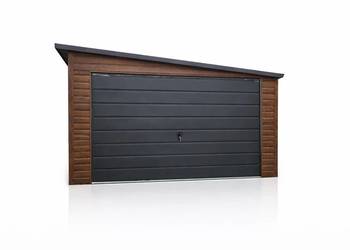 Garaż blaszany 3,5x5m Drewnopodobny Orzech Grafit + Montaż
