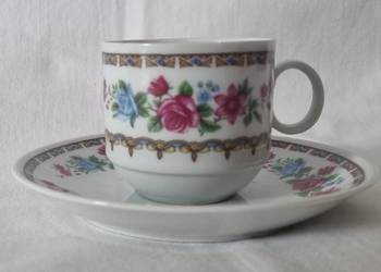 Chiński porcelanowy serwis do kawy – zdobiony – lata 80-te P