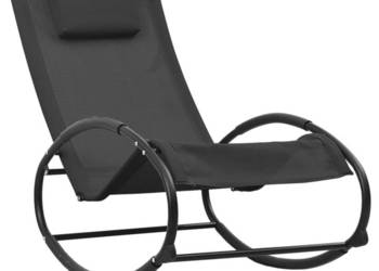 vidaXL Leżak z poduszką, stal i tworzywo textilene, czarny(SKU:317583)