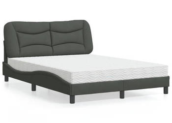 Łóżko z materacem ciemnoszare obite tkaniną 140x190 cm WM-3208528
