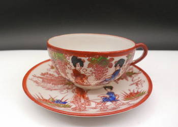 Stara Japońska Filiżanka espresso ze spodkiem GEJSZA Porcelana Skorupkowa