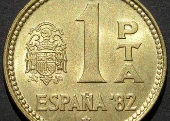 HISZPANIA 1 PESETA 1980 - MŚ 1982 - STAN MENNICZY
