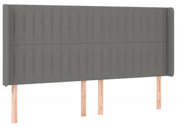 Zagłówek do łóżka z LED ciemnoszary 203x16x118/128cm tkanina WM-3124309