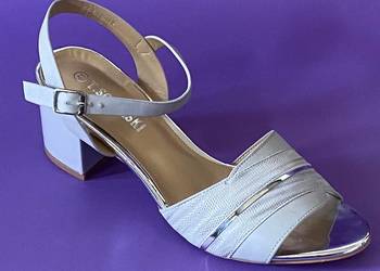 Szare damskie sandały na obcasie rozmiar 41 (skl21-18)