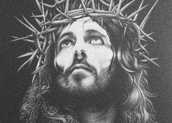 Jezus Chrystus Obraz ręcznie grawerowany w blasze ...