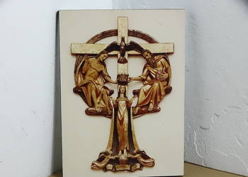 Płaskorzeźba Obraz Rzeźba – Koronacja NMP / Trójca Święta (23x17 cm)
