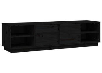 Szafka pod TV czarna 156x40x40 cm lite drewno sosnowe WM-814458