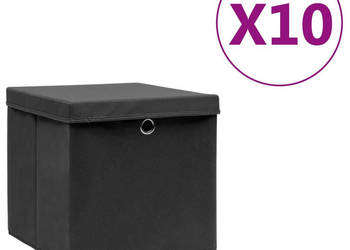 Pudełka z pokrywami 10 szt. 28x28x28 cm czarne WM-325190