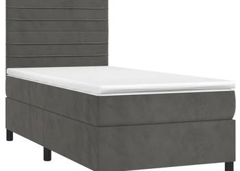 Łóżko kontynentalne z materacem i LED szary aksamit 90x190 cm WM-3136156