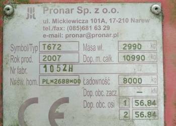 Burty Pronar t 672 ładowność osiem ton orginalne